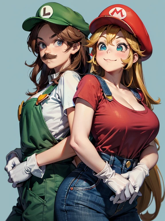 Mario tongue kissing Luigi