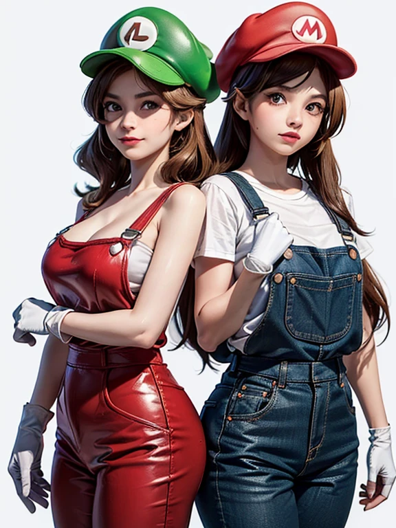 ((masterpiece, best quality)), (((masterpiece, best_quality, highest quality))), (perfect detail, perfect skin:1.2),(highres), original,extremely detailed 8K wallpaper,(an extremely delicate and beautiful),incredibly_absurdres, intricate detail, distinct_image,extremely intricate,(detailed skin:1.3) , best quality:1.2, High definition, intricate details, finely detailed, beautiful detailed, high detailed skin, ((glossy skin)), shiny skin, (white skin:1.3), (pale skin:1.3),(natural light, ray tracing, volumetric light), (top quality), (golden-ratio face, perfect proportioned face, perfectly beautiful:1.3), (reflected diffuse light to face:1.3), (peer proportional face), (peer proportional body, proportional awesome body:1.3), parted lips, ((presenting)), (perfect anatomy, correct limb, correct finger), ((looking at viewer, eye contact)),((eye contact)),(cowboy shot:1.5),(masterpiece, top quality, best quality, photorealistic, official art, beautiful and aesthetic:1.2),(1girl, illustration),extremely detailed,(fractal art:1.1),(colorful:1.1),(flowers:1.3),highest detailed,(zentangle),(dynamic pose),(abstract background:1.3),(many colors:1.4),(feathers:1.5),(standing, dynamic pose:1.3, dynamic standing:1.3),short shorts,
1 sexy girl, blue eyes, (red_cap),(white_gloves:1.2),(red t-shirt:1.2),(Blue denim overalls:1.2),(leather shoes),(super mario:1.5),white gloves, crop top,Big breasts,
jumping, white background,