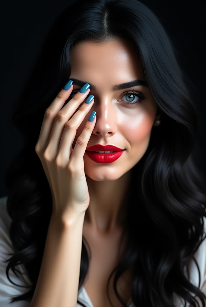 with blue nails