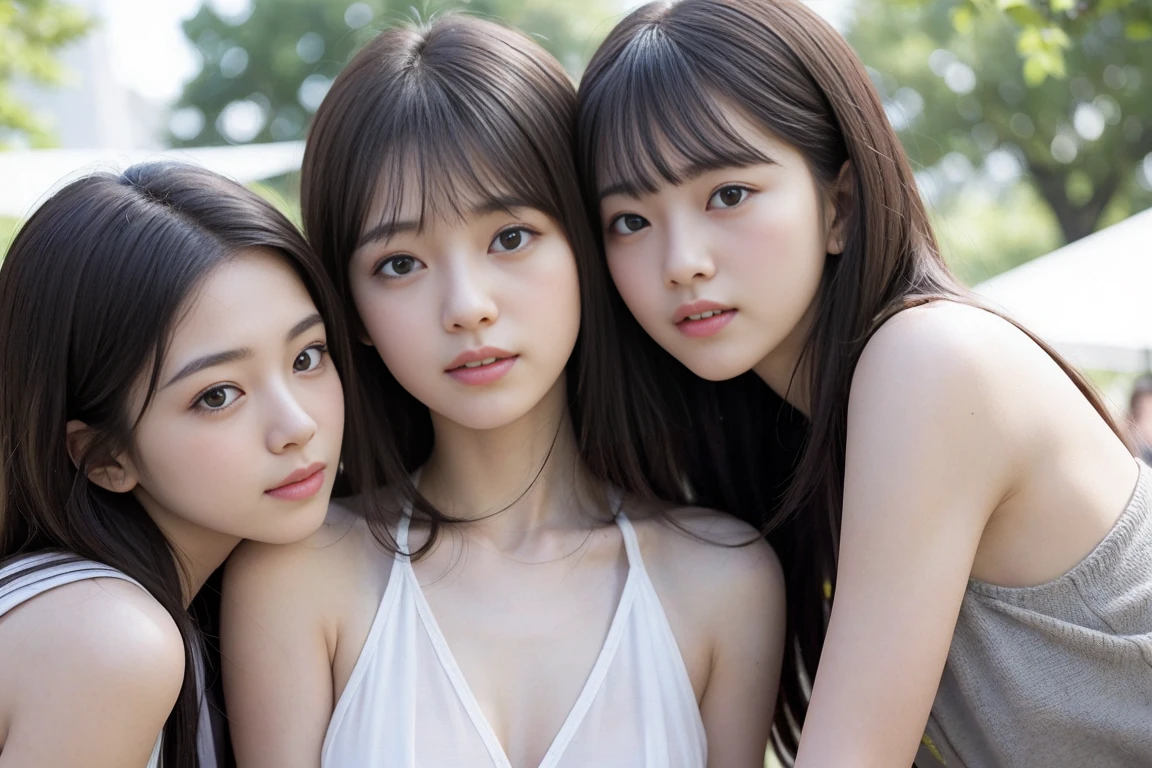 Raw photo、(((multiple girls))),((((6+girls)))),((((100girls)))),(((1000girls)))、((((Infant body type))))、((((a baby face))))、((((100 Girls))))、(((crowd shot))),((((Gigantic Breasts))))、Women only、The same face、School Uniform、12 years old、Long black hair、100 cute girls、ssmile、Selfie stick、schools、(((Large group)))、a junior high school student