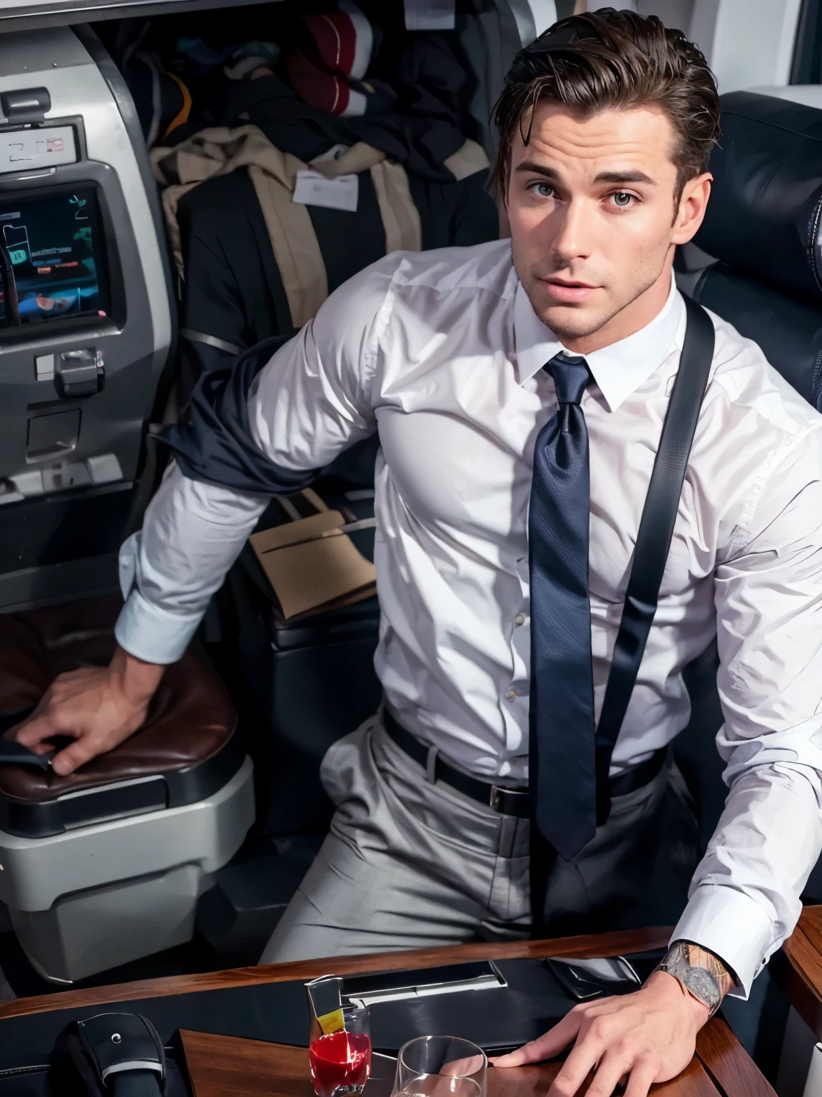 masterpiece, best quality, face, natural eyes, 1man, big feet, black socks, full body, (in suits), large bulge, long legs, looking at viewer, 30 years old, muscled and mature, pilot, pilot in uniform, short haircut, a pilot sitting on the desk with legs stretched to the viewer, in the airport Office, blue eyes, flush, organism, sweating, tight cloth, erecting