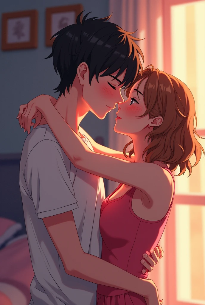 An anime boy kissing his sister naked 