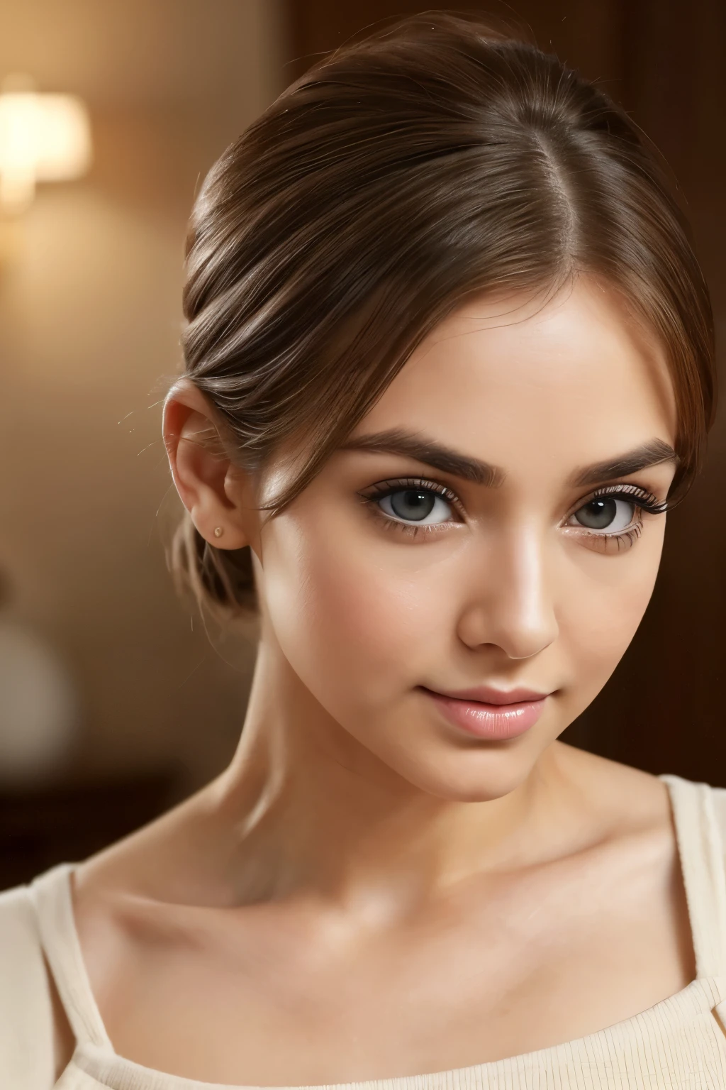 (masterpiece, 4K,8 K, super detailed, Beautiful images, sharp image, photorealistic,perfect face, perfect lines, Perfect eyes, soft lighting) 1 woman, (Brown hair,Hair chignon in high position,An innocent look,drooping eyebrows,drooping eyebrows,drooping eyes,cute big eyes,natural makeup,gentle smile,Round jaws,mature women:1.3),スーツ姿のハンサムなMale性2人, (Male,Male性はスーツ姿,muscular,Thick shoulder width, Maleの,boyish hairstyle,English gentleman&#39;s style,クールな表情の成熟Male性,明るい笑顔の成熟Male性:1.2),(nervous,embarrassed,sleepy,embarrassing:1.2),innocent smile,(embarrassing,shy smile:1.1),flower shop、First sale、Flower cottage、kiss、pair、pairkiss、romance、Casual style、skinny jeans、flower composition、western style sofa、petal、hug、lie on the bed、change of underwear、, without pants