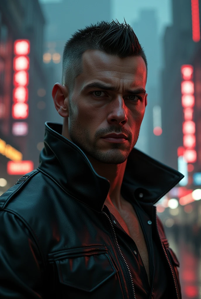 neuromancer, realistic shaded perfect body, fine details. night setting.realistic shaded lighting poster,