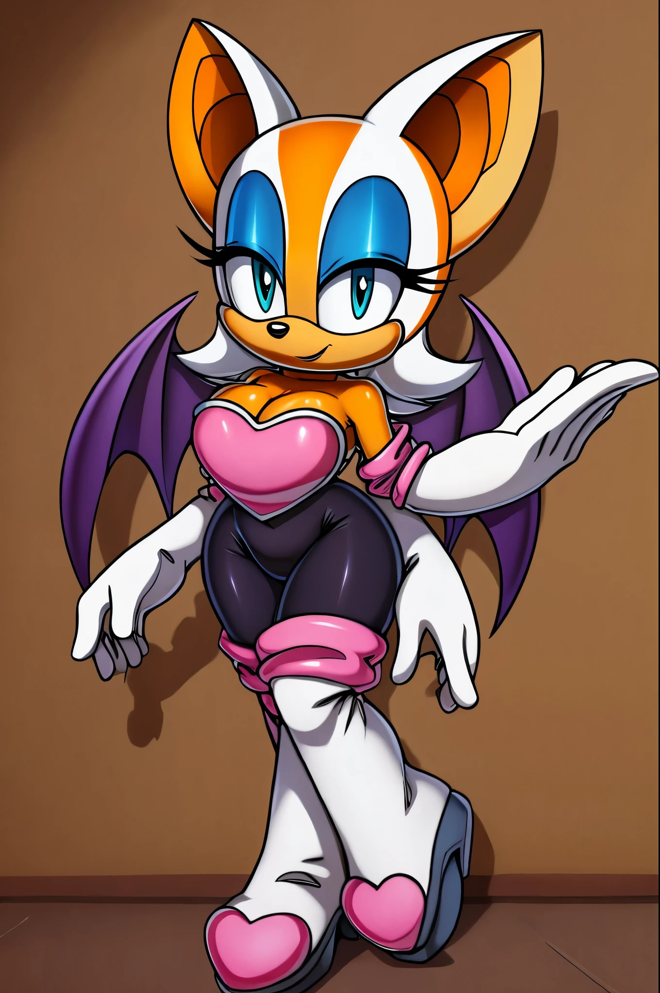 Tails the fox, female fox, twin tails, jewelry, heart shaped mask, wearing Rouge the bat cosplay, eyes can be seen on mask