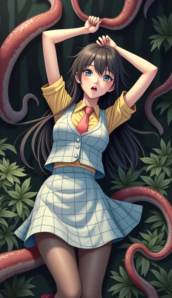 (must be follow these prompts:2.2),masterpiece,best quality,extremely detailed,(in her clothing:2.5),(adorable expression:2.6),(usual face:2.6),(pretty face:2.4),(normal body structures:2.6),(black hair:2.5),(displayed one girl on single picture:2.6),(A modern Japanese female university student who is a member of an exploration club:2.1),(The female college student is exploring the forest in her exploration clothes.:2.4),(In this forest, a horde of tentacles whose sole purpose in life is to rape women rages wildly, dripping semen from their genitals.:1.9),(The female university student looks very cute in her exploration clothes.:2.4),(The female college student was wearing her exploration clothes and walking through the forest where the tentacles were wriggling, when she was attacked by a swarm of tentacles and had her labia majora spread wide as a very thick genital organ was violently thrust into her vagina.:1.7),(The female college student&#39;s very thick genitals, which were roughly thrust into her, pushed her labia majora wide open and continued to ejaculate copious amounts.:1.7),(Hundreds of millions of tentacles make the female college student&#39;s private parts sticky.:1.6),(The female college student&#39;s vagina is filled with semen released by the violent tentacles.:1.6),(The very thick genitals dripping with semen push the labia majora of the female college student wide open and reach deep into her vagina.:1.9),(The female college student has a very pretty face and is .:2.2),(A large number of tentacles crawled up the inner thighs of the female college student and penetrated her anus.:2.0),(The female college student is short but has a slightly plump body.:2.1),(The female college student&#39;s expedition clothing is made of durable fabric that will never tear.:3.3),(Her breasts are completely hidden under her clothes:1.9),(These were all things that happened to the female college student herself, and no one else.:3.5),(Make sure to depict the face:5.3),(Calm expression:4.3),(Innocent face:3),(The film depicts just one female college student.:3.3),(Only the female college student appears.:4.2),(Portrait Style:5),(Unable to escape, the tentacles grabbed my limbs and pulled me along.:3),(in her sticky captured:3)