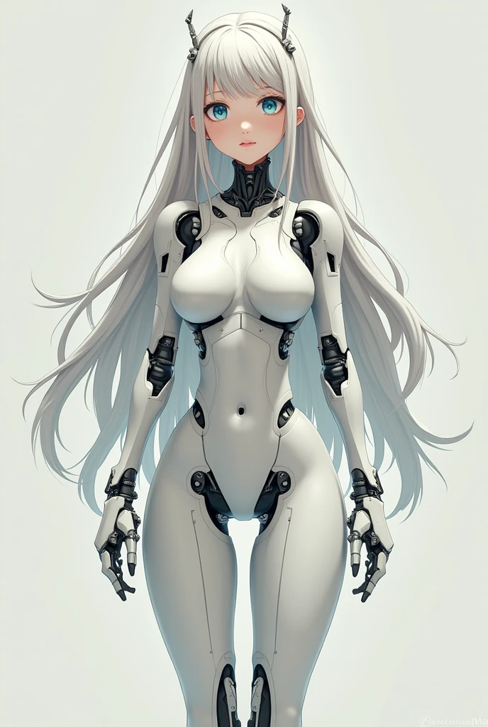 anime - an image of a woman with a skeletal body and an anime-style helmet., unrealistic rendering on the engine + goddess, biomechanical tits, highly detailed cybernetic body, white biomechanicaldetails, gynoid cyborg body, 3D rendering of characters 8k, detailed body, complex mechanical body, cybernetic and very detailed