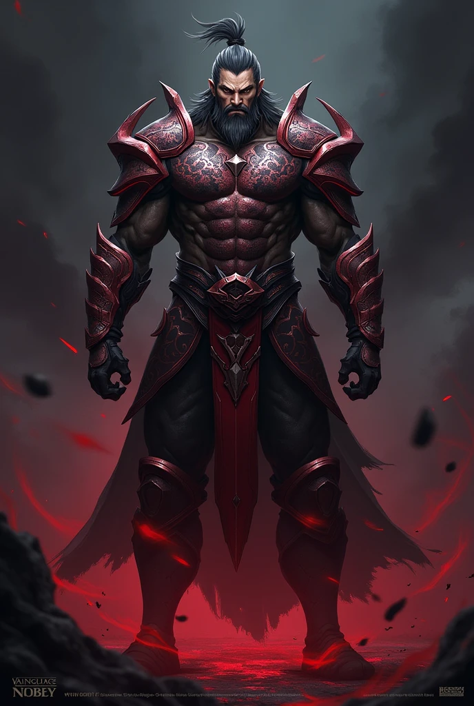 Red body,Blue hood,Slender and huge muscles,armor,Ready your spear,bulging muscles,Evil atmosphere,Huge erect penis,Highest quality,Meticulously detailed,masterpiece,Award-winning works,Devil's Wings
