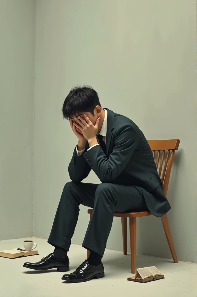 ((Best Quality)), ((Masterpiece)), (Details: 1.4), ((Sad Man)), ((Very sad)), ((Struggling)), ((Disappointment)), ((Lost Thought)), ((Worried)), ((Profile Picture)), ((worn-out suit)), ((Young Japan in their 20s)), ((Alafed)), ((sitting on a bench)), (ja:1.2)