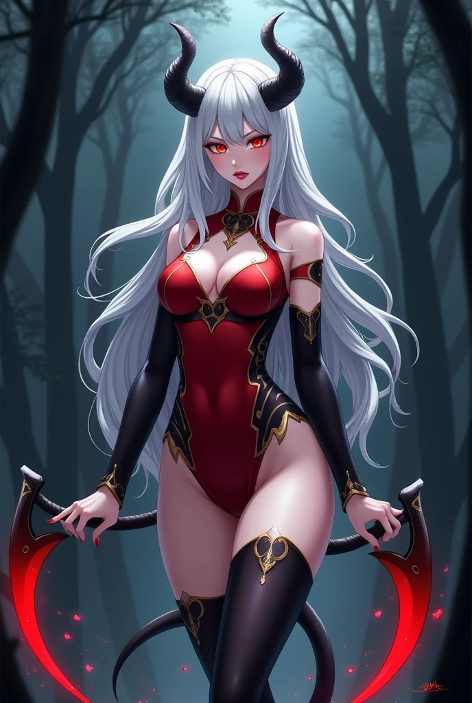 ultra realistic 8k cg, tan skin Ramlethal from Guilty Gear, masterpiece, ((ultra detailed background, delicate pattern, intricate detail)), sitting, formal, serious, (displeased:1.5, anrgy, upset, head tilt, glowing red eye), queen, goddess, divine, cursed, dark fantasy, (hair over one eye), (((malevolent shrine, dark water, night, red moon))), absurdly long hair, very long hair, white hair, looking at viewer, huge breasts, breasts out, lace, lace trim, lace-trimmed legwear, sfw, mostly nude, minimum coverage, string bikini armor
