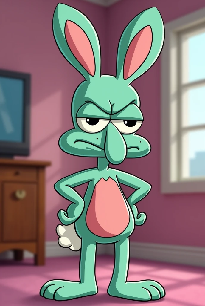 Squidward in a PlayBoy bunny outfit

