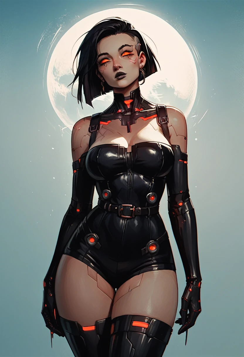 score_9, score_8_up, score_8, score_9, 1girl, source_anime, cyberpunk, mechanized body parts, detailed eyes, beautiful eyes, perfect breast, big breast, thick thighs