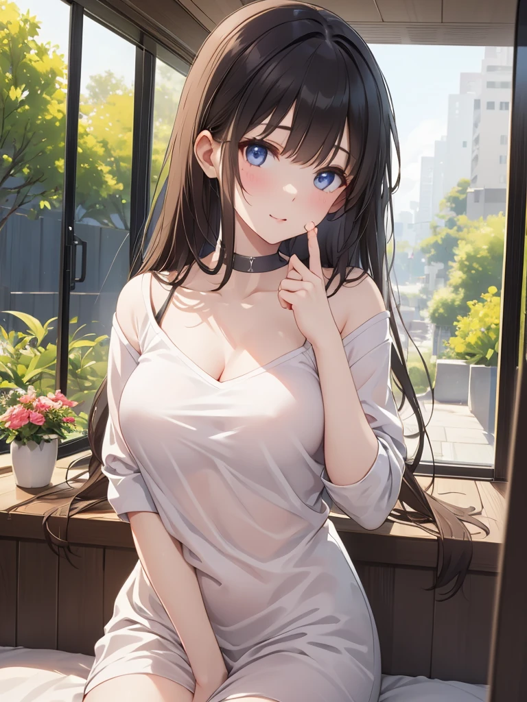 Masterpiece, 8k, Highest quality, Depth of subject, Beautiful high school girl, A gentle gaze, Relaxed atmosphere, Your smile is cute, Cat, Japanese cityscape, Back Alley, Beautiful depiction, good morning