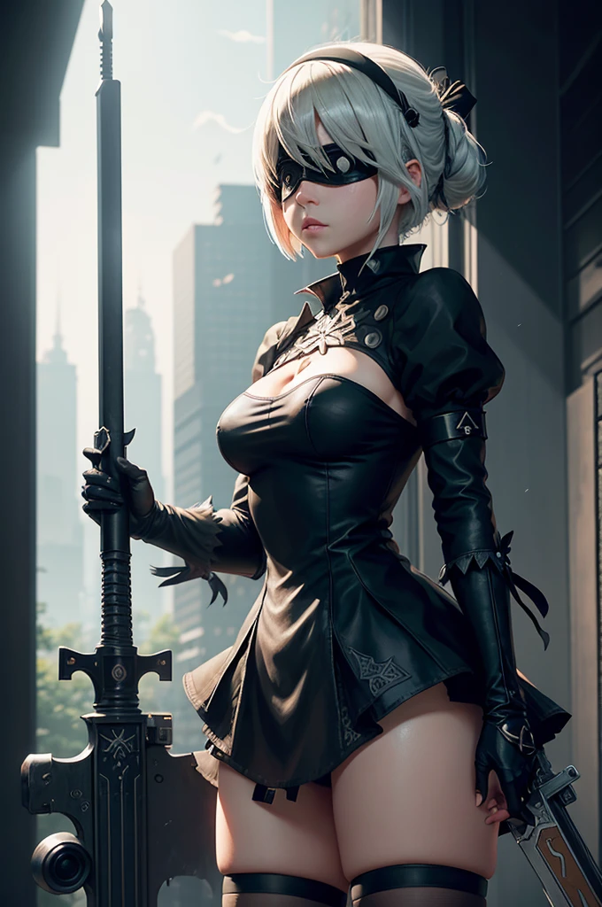 masterpiece,best quality,2b\(nier_automata\), 1girl, solo, (Loli/ _girl) breasts,short_hair,panties_dress, armpit, panties.