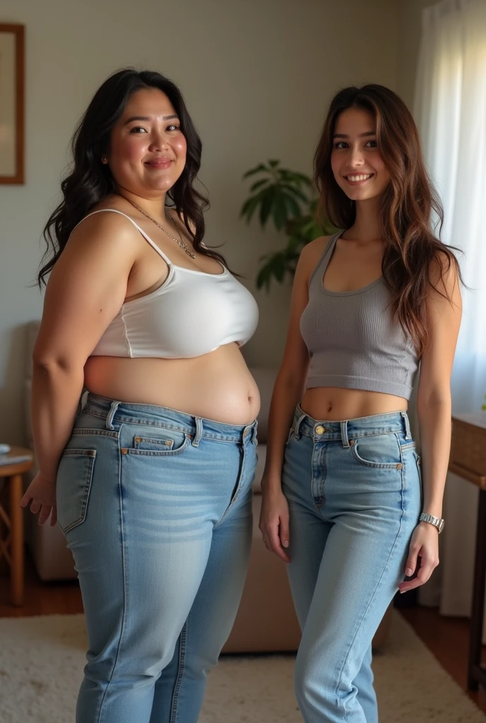 (4heads), 1body, feminine face, very pale white skin, no body hair, no facial hair, round face, face like meryl streep, big sunkissed cheeks, large brown eyes,smiling, detailed eyes, thin pink lips, wearing a beanie, brunette, ponytail hair, big wide shoulders, toned arms,very fit, shimmer gold shimmer tank top, exposed shoulders, huge breasts,looking ahead, 30 years old, wide hips, ripped shimmer shorts, large butt, wide hips,very thick thighs,, photography, realistic,((((big bulge in pants)))), multiple breast, extra breast, six armed, six arms different positions, flexing,
