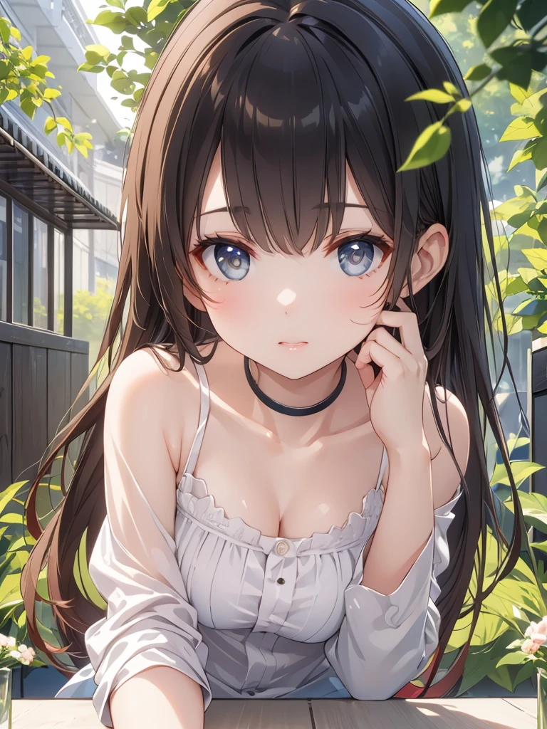 Masterpiece, 8k, Highest quality, Depth of subject, Beautiful high school girl, A gentle gaze, Relaxed atmosphere, Your face is so cute, Emotional expressions, Japanese cityscape, Back Alley, stroll, Beautiful, detailed depiction, Soft sunlight, good morning