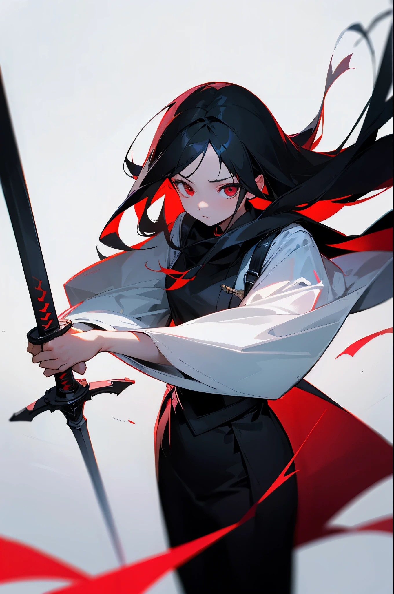 Anime girl with sword and cape holding a sword in her hands - SeaArt AI