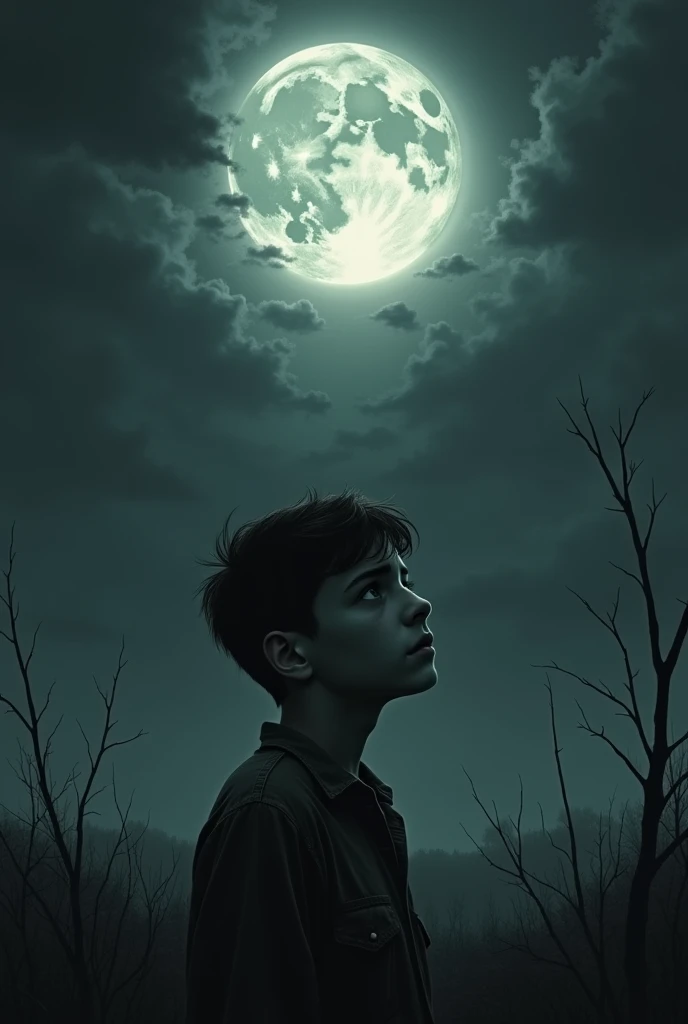 Boy on a moonlit night