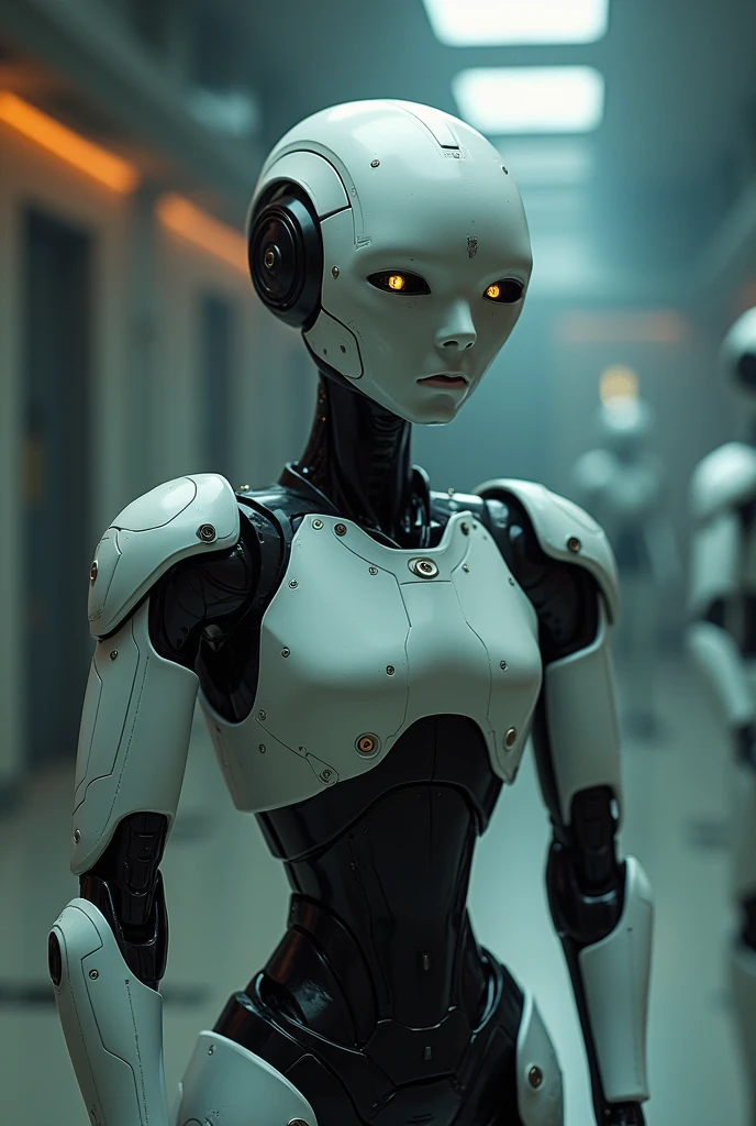close up, half body, android woman, <lora:android_v3:.5>,metal, brushed metal texture