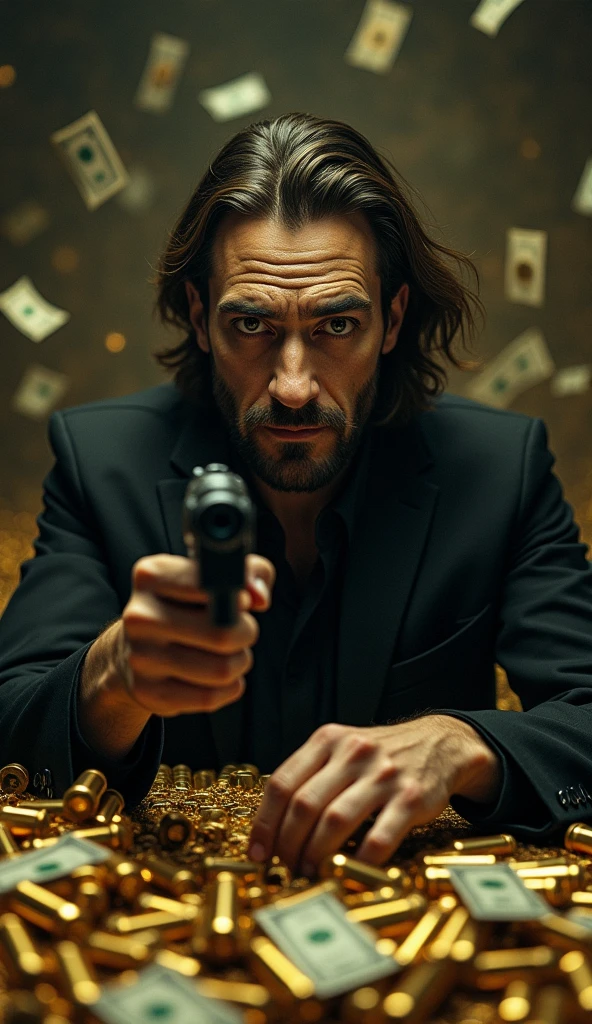 The president of a small country playing blackjack in a casino、Man with gambling addiction、gambling with the national budget、Bloodshot eyes、Sweating profusely、grinding teeth、My hair is messy、Mental instability、Clothes are disheveled、my hands are shaking、Comical expression