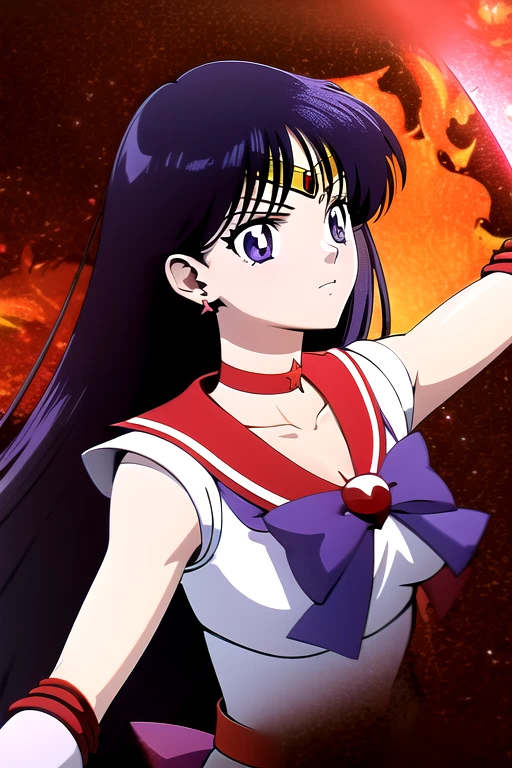 (masterpiece, Best Quality), One girl, Sailor_Mars, Flame Background, 