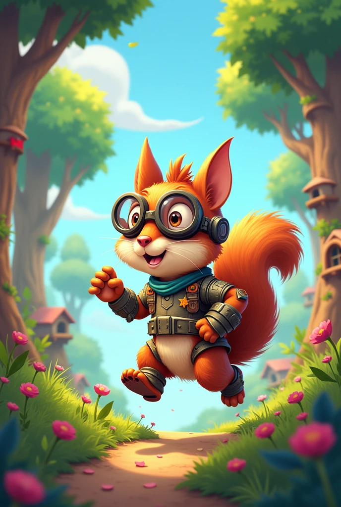 Game Cartoon 2D. Inventor Squirrel