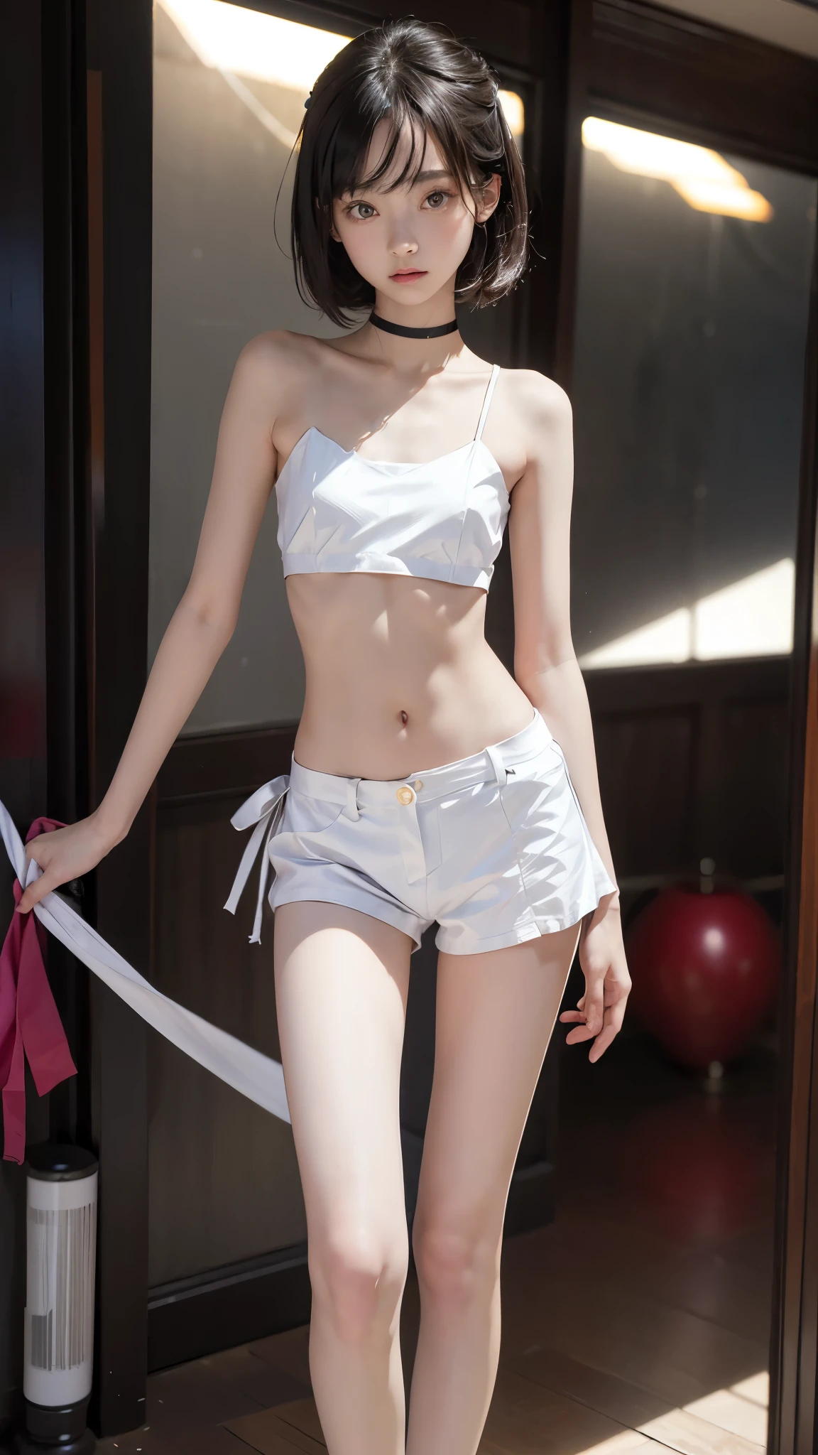 A girl who plays badminton,Height 170,(Finger details;1.5),Correct exercise posture,realistically(1.4)(RAW photos:1.4)Very delicate CG Unity 8K wallpaper,very delicate beautiful,Mann pays attention to detail,Beautiful exquisite eyes,There is light on the face,one-girl,Short hair details