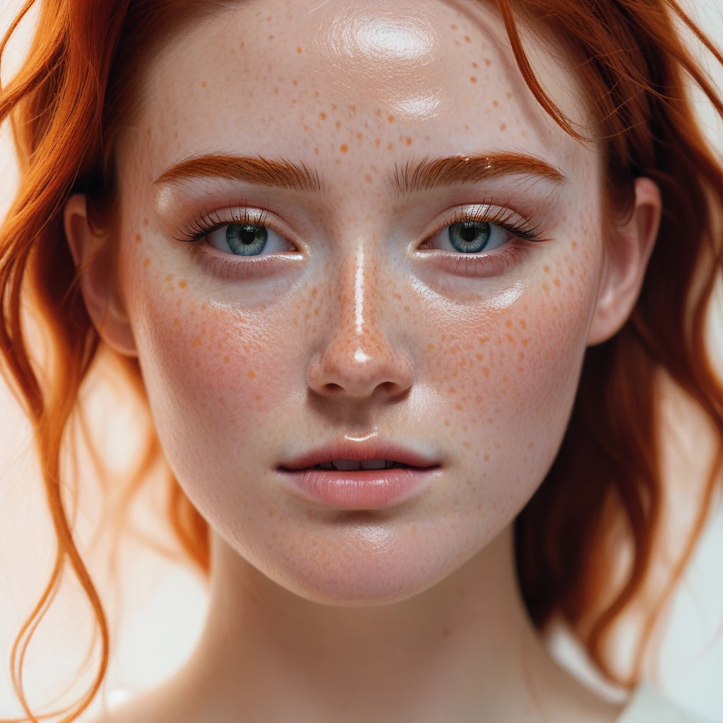 Close up of a woman with freckles on her face, Works inspired by Yanjun Cheng, Inspired by Zhang Jingna, by Russell Lu Dongjun, inspired by Russell Lu Dongjun, Yanjun Chengt, Red glowing skin, Aesthetic Portrait, Portrait of Blackpink Josh, Taejun Kim, Lee Song, Realistic. Cheng Yi, by Len Sion, Hyunjoo Kim