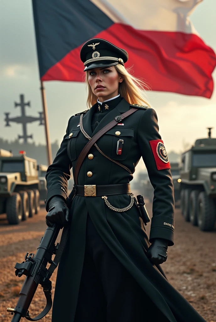 mother Russia (( segurando um rifle e com trajes sovieticos))