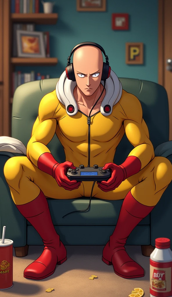 Bakugou naked on the gaming chair giving his tongue and horny