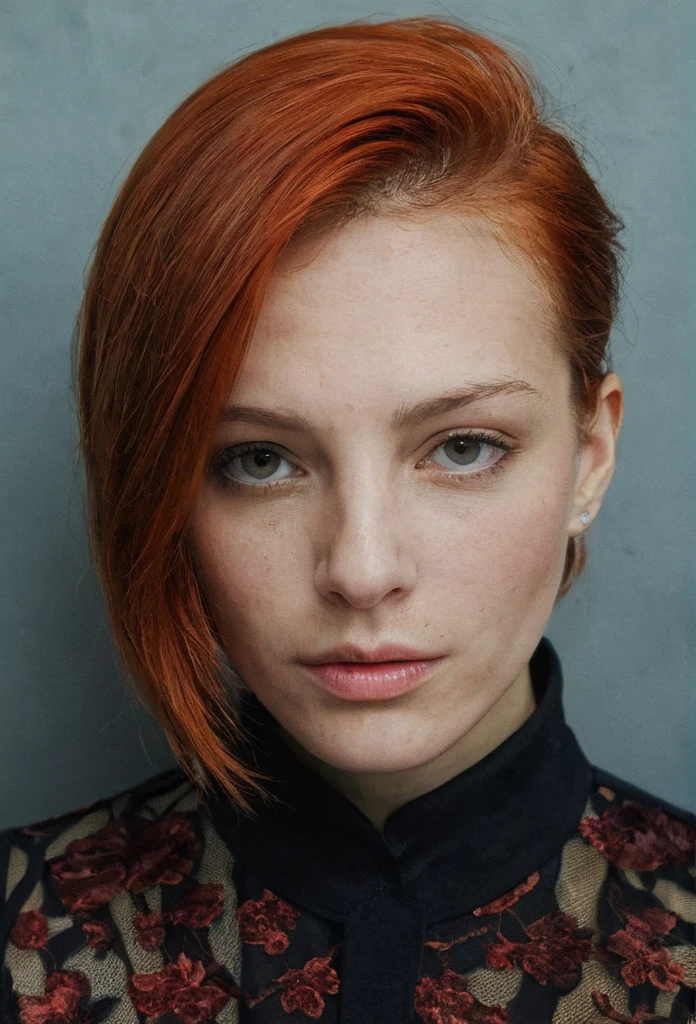 portrait of beautiful woman by Flora Borsi, style by Flora Borsi, bold, bright colours, intricate haircut, (Flora Borsi), by annie leibovitz, natural lighting