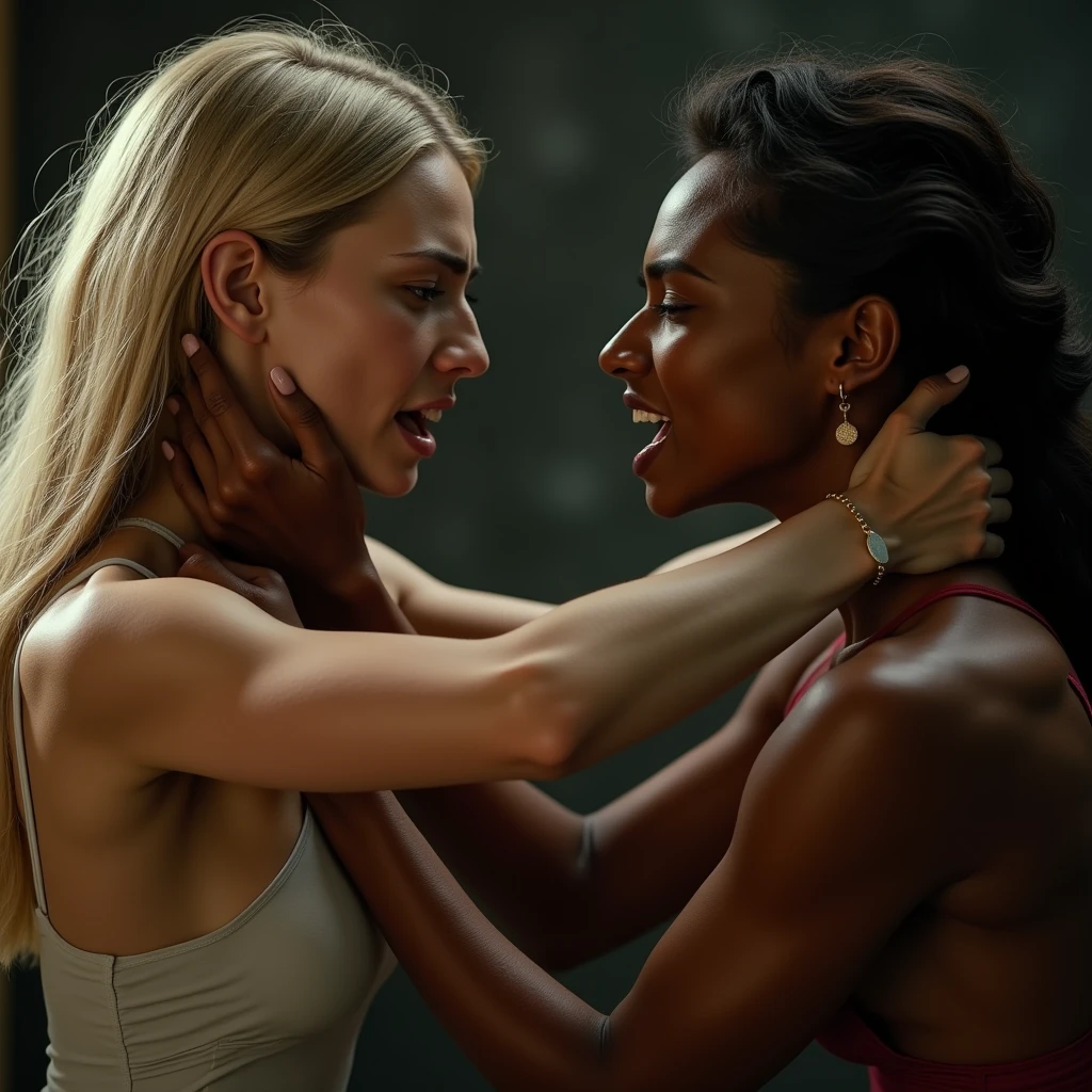 white skinned blonde girl punched in the face by a black skinned girl