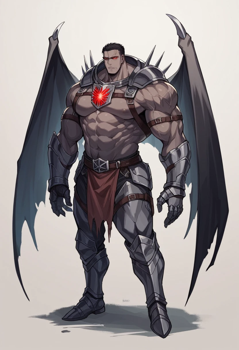 Huge muscles,Devilish wings,Devilish horns,Clear liquid dripping from penis,black costume,Huge erect penis,Ready your weapon,An angel cloaked in evil aura,Sex slaves flocking to the penis