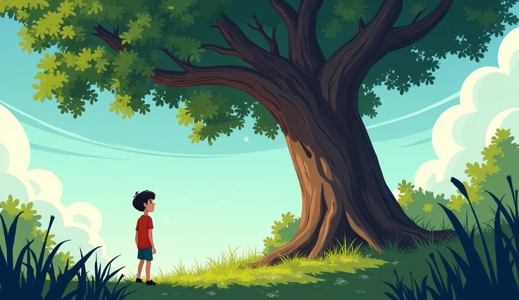 Ruskin Bond is a renowned Indian author known for his poignant and evocative stories. Here's a short story inspired by his style, suitable for a school project:

Title: The Old Tree's Secret

[Panel 1: A young boy, Rohan, sitting under an old tree]

Rohan: "I wish I knew your secrets, old tree."

[Panel 2: A gentle breeze rustles the leaves, and a small door materializes on the trunk]

Rohan: "Wow! A door! I never noticed it before."

[Panel 3: Rohan opens the door, revealing a hollow interior with a note]

Note: "For the curious and brave, follow the path to the stream."

[Panel 4: Rohan follows the path, leading him to a serene stream]

Rohan: "This is magical!"

[Panel 5: A fish swims up to him, with a small key in its mouth]

Rohan: "What's this?"

[Panel 6: Rohan uses the key to unlock a small chest buried beneath the tree]

Chest: "Treasures of memories, stories, and secrets. Share them with the world."

This story is inspired by Ruskin Bond's style of storytelling, which often features:

- A young protagonist
- A connection with nature
- A touch of magic and wonder
- A focus on exploration and discovery
- A narrative that unfolds gently, like a rustic tale

Feel free to modify or expand on this story to suit your school project requirements!