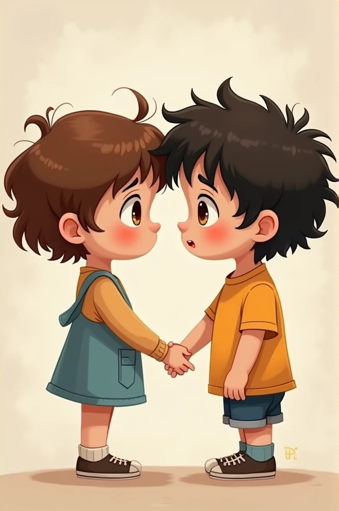 children brothers holding hands, de cabelo ruivo, de cabelos pretos