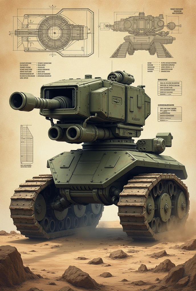 A war machine blueprint. A combination of tank and rocket launcher ...