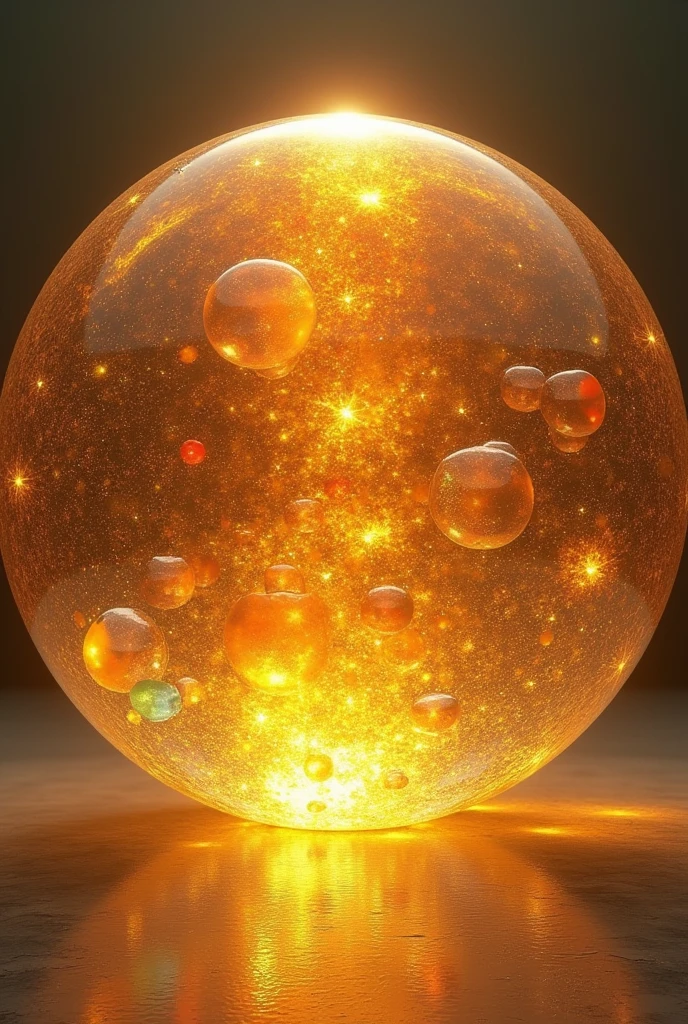 (best quality,high resolution:1.2), vision, huge sphere, there are crystals inside, golden nanoswarms flying around,actual,Detailed crystal structure,Brilliant gold reflected in the sun,Various colors、dazzled,Sci-fi inspiration,spectacular lights,Colorful flashing,Nanotechnology,3D rendering,Meticulous attention to detail,bright colors,Mesmerizing composition,Impressive scale,Alpha channel transparency,photoactual rendering,highly actual futuristic concept,Illuminated scene,Clear depth perception,grandeur and majesty,otherworldly atmosphere,Impressive scale,high ,Sharp details.