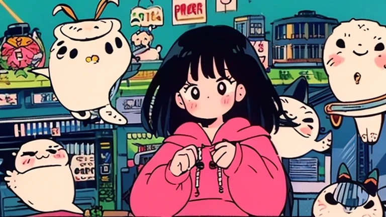 Woman in baseball cap,He is holding up a cigarette and smoking.。, Anime atmosphere of the 80s, 90s anime style, 90s anime style, 80s anime style, In 80s anime art style, 90s anime art style, Anime atmosphere, 80s anime art style, 1980's anime style,Neon Light