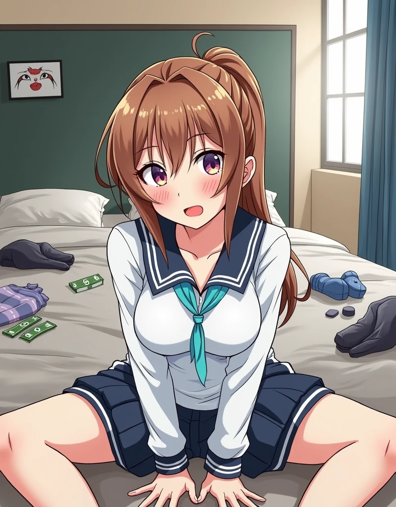 Two Girls, Mirai Kasuga, ((Browsing Caution)), Medium breast,  Navy Blue Blazer, Black pleated skirt, ((Lift your shirt)), Heterosexual, ((gang rape, Two boys)), Nipples, smile, Embarrassing, Open your mouth, blush, Sweat, Sitting on the couch, ((Please stretch your legs and rest........)), ((Spread your legs)), Grab your knees, vagina, From below,  (Embarrassing:1.1), (blush:1.2), (orgasm:1.2), charm, (shout:1.1), (Move a row:1.1), Sweat, Heavy breathing, Expansion Division, penis, Sex, Sex with men, night,On the sofa, pillow, break, (highest quality, 8k, masterpiece, Very detailed:1.2), (Lens flare, Particles of light, Shine), Shiny skin,  Very detailedなCG, wonderful, Official Style, Ultra-fine illustrations, In detail, Complex, Complex details