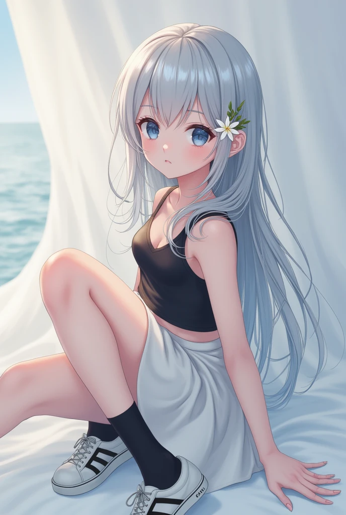 ((masterpiece)), ((Best Quality)), (Ultra-detailed), Anime style, Cute , 1girl in, Solo, 8k , young girl , flat chest , shy girl , swimsuit , sexy body 