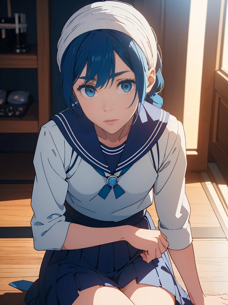 Masterpiece、Highest quality、1girl、Standing at the edge of the desk、Super detailed、nsfw Blue Hair、short hair、hairpin Ahegao Blue Eyes、Beautiful eyes、detailed depiction of the eyes I am sweating profusely. standing、Standing and on all fours、Put your hands on the desk、He pressed his lower body against the corner of the desk.、Attaching sexual body parts to the corner of the desk、vagina、Pussy、clitoris、Female organ、A lot of semen、table sex、SEX、Desk Sex、Masturbation、机の端角を使ってMasturbation、Intense sex classroom、Sunset