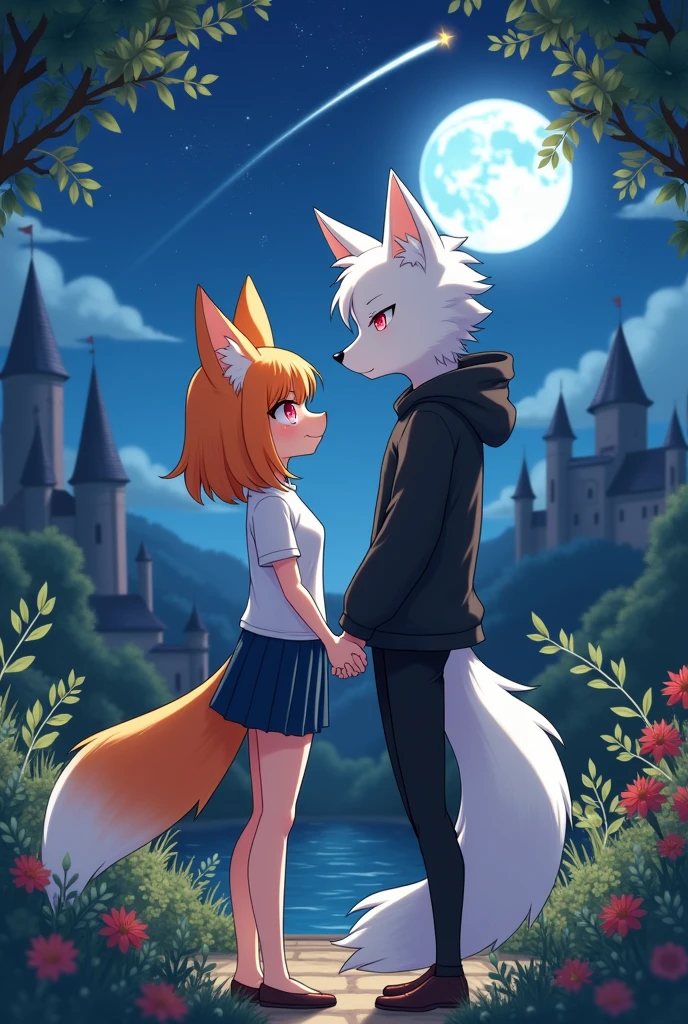 (Meisterwerk: 1,3), (2D: 1,0), (Anime: 1,0), (Illustration: 1,0). close view of a 16 year old male wolf sitting on the lap of another 16 year old male wolf on a large pillow on the ground, over the shoulder shot, extreme close up, close up, character focus, hands on shoulders, close, sit on lap, on lap, embrace, hug, kissing, kiss, humping, penetrating, making love, rough, sweat, sweaty, penetration, cuddling, uploaded to e621, erect, huge erection, huge detailed genitalia, insertion, breeding, pulled back foreskin, visible genitalia, 16 years old, small, shota, shota boy, boy, small boy, small shota, no shorts, no pants, naked ass, naked, socks, tongue hanging out, tank top, wristband, yellow eyes, masculine, male, (masterpiece:1.2),(anatomically correct:1.1), high quality:1.3, 2 arms, 2 legs, 1 tail, fluffy tail, small tooth standing out of mouth, small fang standing out of mouth, moe fang, cute fang, little fang, closed mouth, closed eyes, looking up, blushing, cum, cum out, erotic, ass, plump ass, night, blanket, stars, falling leaves, trees, wind, bushes, hidden between bushes, vegetation, big tree roots, rocks, river, large pillow, low saturation, simple color palette