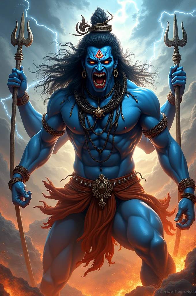 Angry lord shiva walking 
