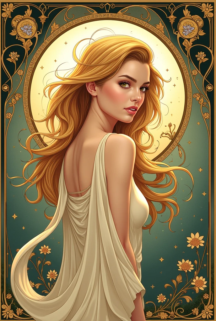 A beautiful detailed woman, elegant and graceful, intricate detailed dress, flowing hair, detailed face, studio lighting, hyperrealistic, digital art, ornate logo design, minimalist, geometric shapes, refined, delicate, dynamic, powerful