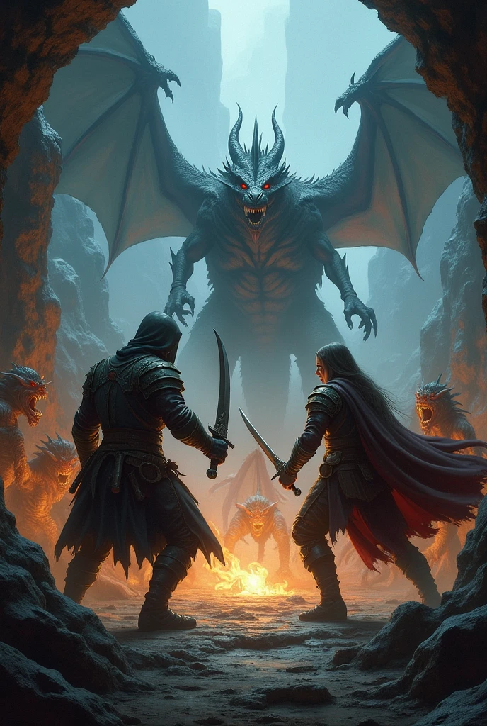 Skyrim, Dragon age, Dragon's dogma, Dark souls, Woman, sorcerer, long black hair, facing the horror monster