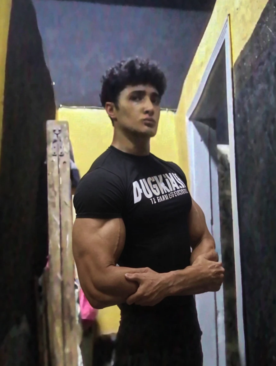 (masterpiece, intricately detailed, highest resolution, best quality:1.2), (doujin), a cocky Latino Instagram influencer,a 24 y.o muscle stud with a muscular physique sitting on a chair with black eyes,dark-skinned male, wearing a ((open jacket, chav, armbands)), (excessive cum), (cum on body), (cum drip), flaccid penis,saggy balls,hairy chest,vascular,muscle striations,soft light,fantastic realism,