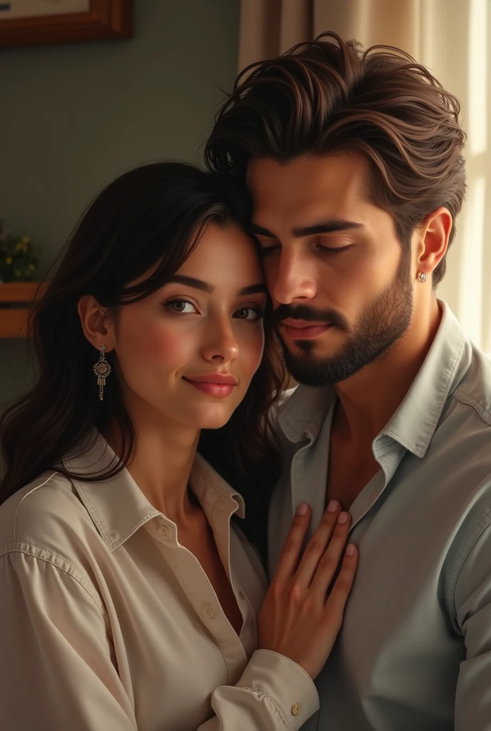 Male and female Man inserts woman close-up