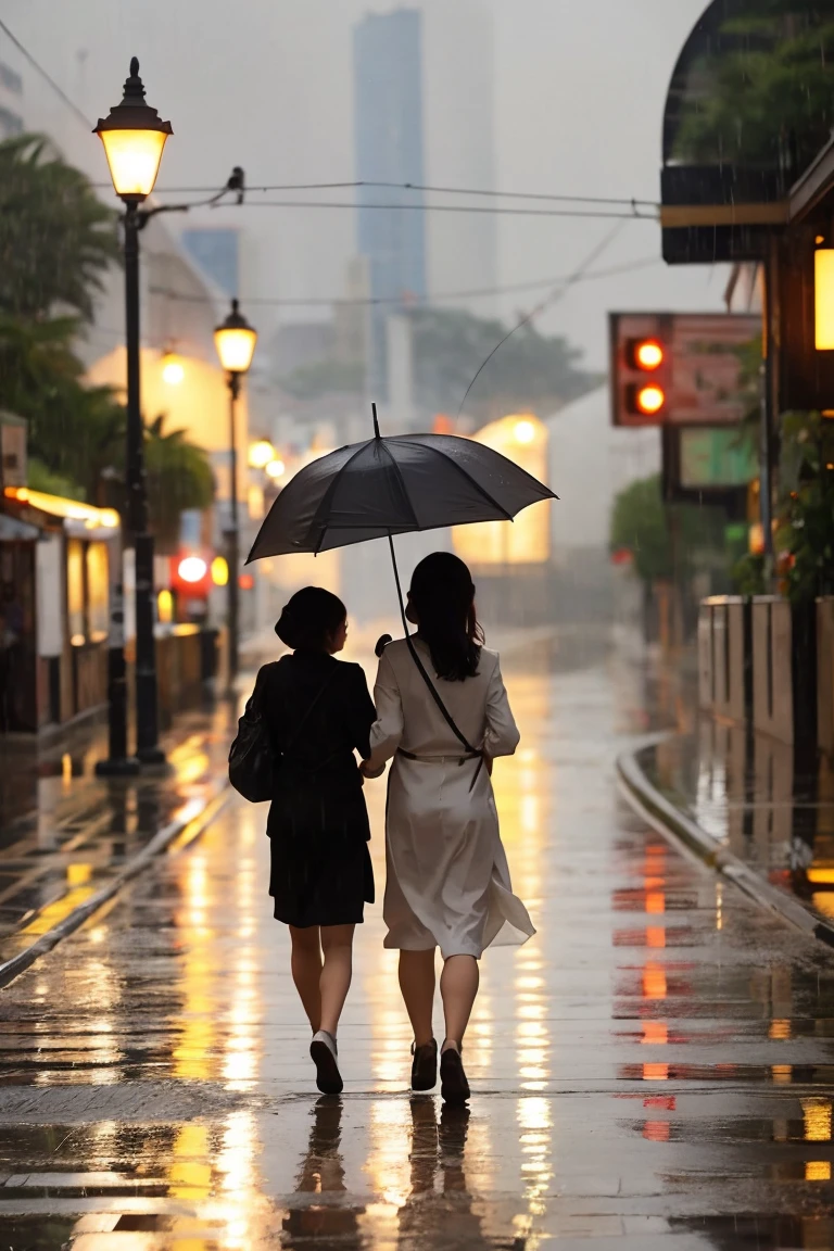 Walking under the rain