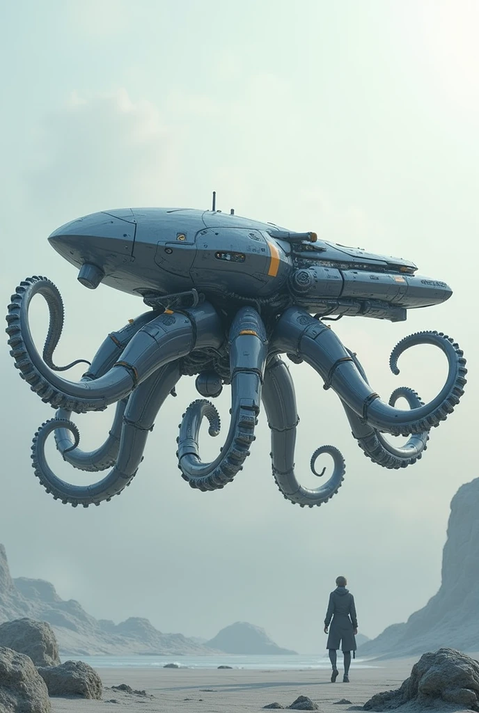 Spaceship inspired by the silhouette of the crest on the head of the Alien Queen from the ALIEN movie saga, which will have parts that appear to be living matter from the body of a xenomorph from the same saga.
