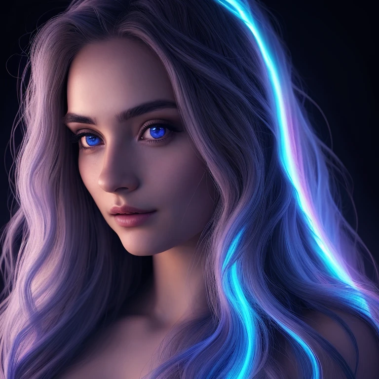 a celestial being, highly detailed intricate features, glowing eyes, iridescent skin, flowing celestial hair, celestial patterns, ethereal and otherworldly, beautiful detailed face,8k, ultra-detailed, photorealistic, masterpiece, dynamic lighting, dramatic lighting, cinematic lighting, volumetric lighting, dramatic shadows, vibrant colors, cosmic, surreal, digital art, rayos, bastante iluminacion